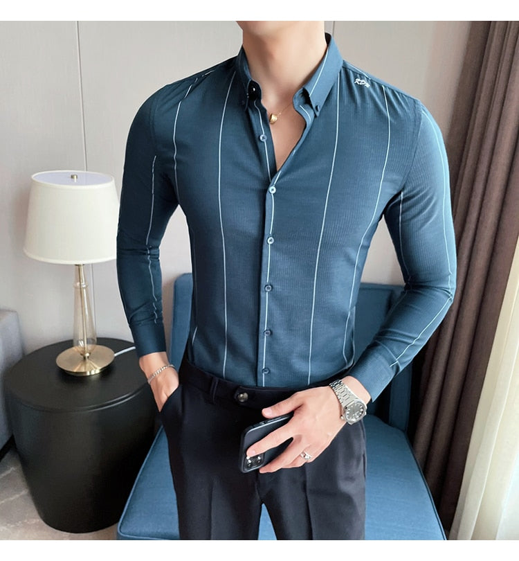 Camisa Social Masculina Elegante em Listras